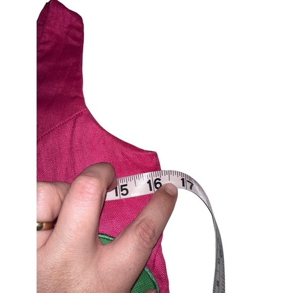 Vintage Bouillabaisse Womens 100% Linen Shift Dress Sz 4 Pink Green Graphic READ - Picture 5 of 6